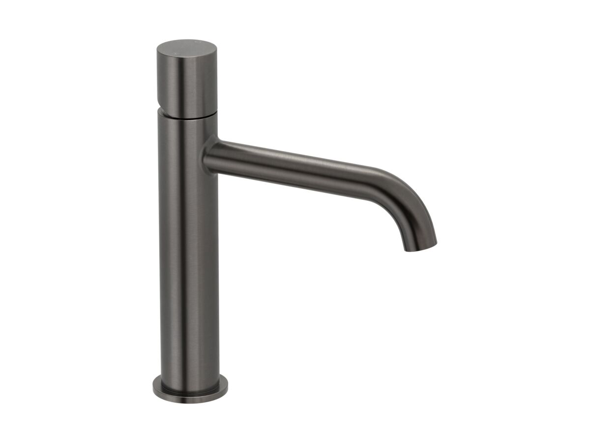 Hero - Mizu Drift Dial Medium Height Basin Mixer Tap Curved Spout Brushed Gunmetal (6 Star) Lead Free