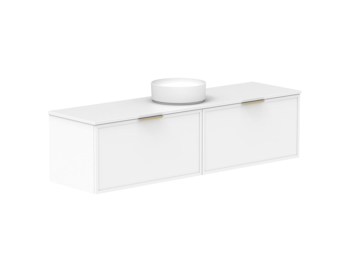 Supporting Image - Kado Lux Slim All Drawer 1800mm Wall Hung Vanity with Centre Basin 20mm Top Matte White