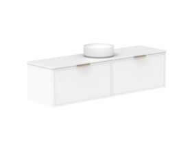 Supporting Image - Kado Lux Slim All Drawer 1800mm Wall Hung Vanity with Centre Basin 20mm Top Matte White