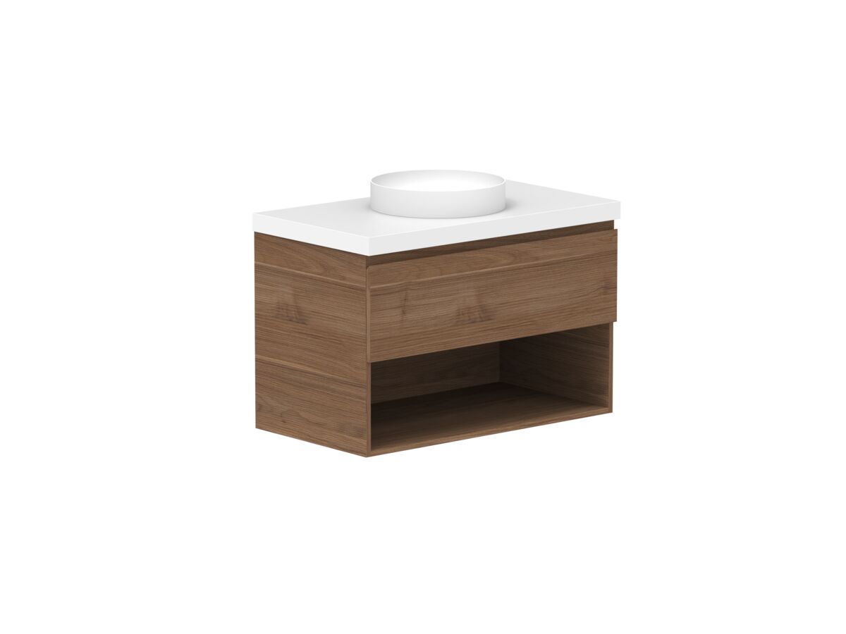 Supporting Image - Posh Domaine 900mm Wall Hung Vanity Unit All-Drawer Open Shelf 50mm Top