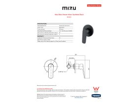 Specification Sheet - Mizu Bliss Shower Mixer Tap Matte Black