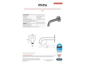 Specification Sheet - Mizu Drift Wall Basin/Bath Outlet Curve Spout 160mm Brushed Gunmetal (6 Star) Lead Free