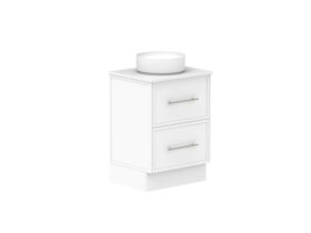Supporting Image - Kado Lux All Drawer 600mm Floor Mounted Vanity Centre Basin 20mm - White Shaker Angle