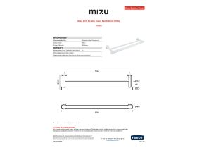 Specification Sheet - Mizu Drift Double Towel Rail 600mm White