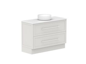 Supporting Image - Kado Lux All Drawer 1200mm Floor Mounted Vanity Centre Basin 20mm - Feather Grey - Angle