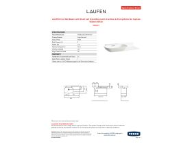 Specification Sheet - LAUFEN Ino Wall Basin with Shelf Left Hand Bowl with Overflow & Fixing Bolts No Taphole 900mm White