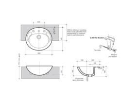 Concrode Semi Recessed Vanity Basin 1 Taphole White