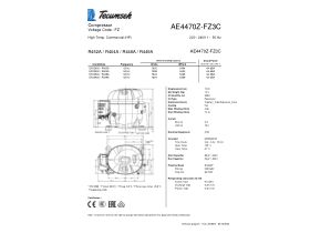 Technical Specifications - Tecumseh Compressor 1/2hp R404 MHBP AE4470Z-FZ3C