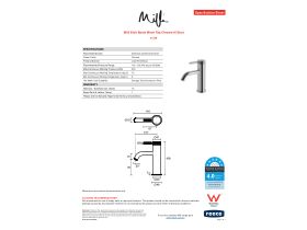 Specification Sheet - Milli Etch Basin Mixer Tap Chrome (6 Star)