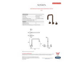 Specification Sheet - Scala Wall Spa Set Square PVD Brushed Bronze Lead Free