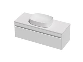 Posh Domaine Single 1200 1 Drawer Wall Hung White Cherry Pie - Basin not included
