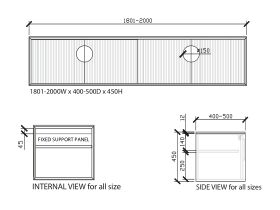 ISSY Custom Halo I Vanity Unit with Four Doors and Internal Shelf, with Handle 1801-2000widex400-500deepx450high