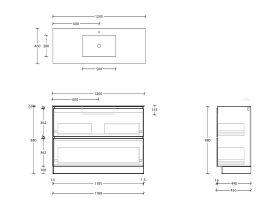 Posh Domaine & Domaine Plus All-Drawer Twin 1200mm Floor Mounted Vanity Unit Single Bowl Cast Marble Top Centre Basin