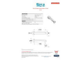 Specification Sheet - Roca L20 Bath Outlet 200mm Chrome