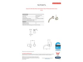 Specification Sheet - Sussex Oria Wall Basin Mixer Outlet System 165mm PVD Brushed Nickel (5 Star)