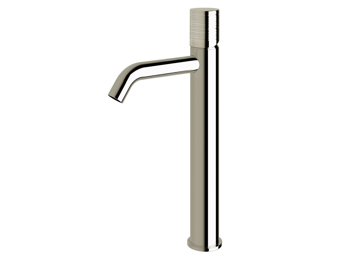 Sussex Pure Extended Basin Mixer Tap Curved Spout with Cirque Textured Handle Chrome (5 Star)