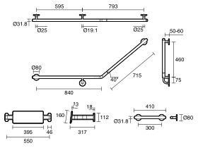 Technical Drawing - Mizu Drift 40 Degree Accessible WC Kit Left Hand