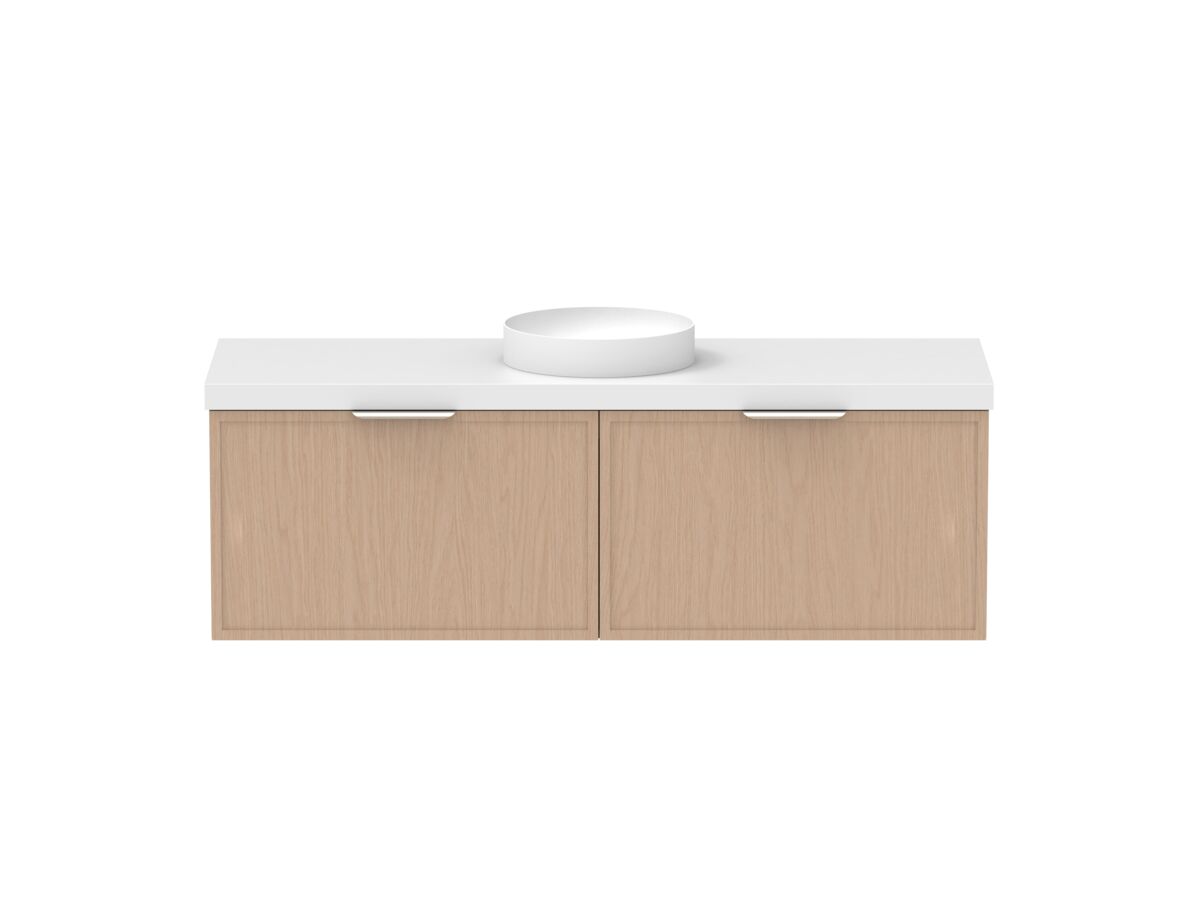 Supporting Image - Kado Lux Slim All Drawer 1500mm Wall Hung Vanity with Centre Basin 50mm Top Blonde Oak