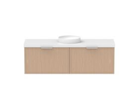 Supporting Image - Kado Lux Slim All Drawer 1500mm Wall Hung Vanity with Centre Basin 50mm Top Blonde Oak