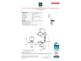 Specification Sheet - Wolfen Care Plastic Link Toilet Suite Concealed S Trap Pan with Chrome Raised Buttons & Single Flap Seat Blue (4 Star)