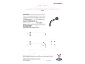Specification Sheet - Sussex Scala 25mm Curved Bath Outlet 200mm LUX PVD Brushed Smoked Gunmetal