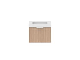 Supporting Image - Kado Neue Fluted Square All Drawer 600mm Wall Hung Vanity with Centre Basin 90mm Top Blonde Oak