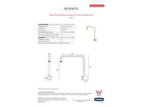 Specification Sheet - Sussex Pure Hi-Rise Shower Square Arm Only PVD Brushed Gold