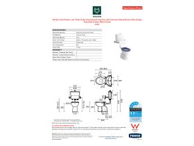 Specification Sheet - Wolfen Care Plastic Link Toilet Suite Concealed S Trap Pan with Chrome Raised Button Blue Single Flap Seat & Back Rest (4 Star)