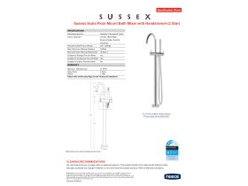 Specification Sheet - Sussex Scala Floor Mount Bath Mixer with Handshower (3 Star)