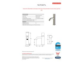 Specification Sheet - Sussex Pure Basin Mixer Curved Spout with Cirque Textured Handles Chrome (5 Star) Lead Free