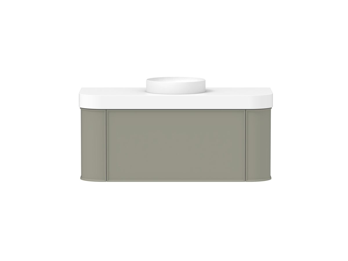 Hero - Kado Era Double Curve All Drawer 1200mm Wall Hung Vanity Centre Basin 90mm Durasein Top Wolfram Green