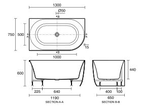 Posh Solus Back To Corner Freestanding Bath 1300 Left Corner White