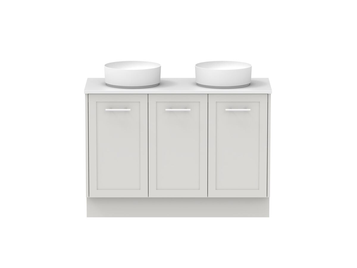 Hero - Kado Lux All Door 1200mm Floor Mounted Vanity Double Basin 20mm - Feather Grey - Front