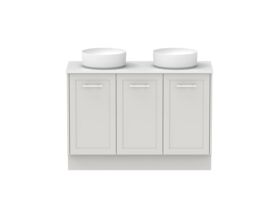 Hero - Kado Lux All Door 1200mm Floor Mounted Vanity Double Basin 20mm - Feather Grey - Front