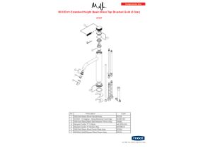 Component Listing - Milli Etch Extended Height Basin Mixer Tap Brushed Gold (6 Star)