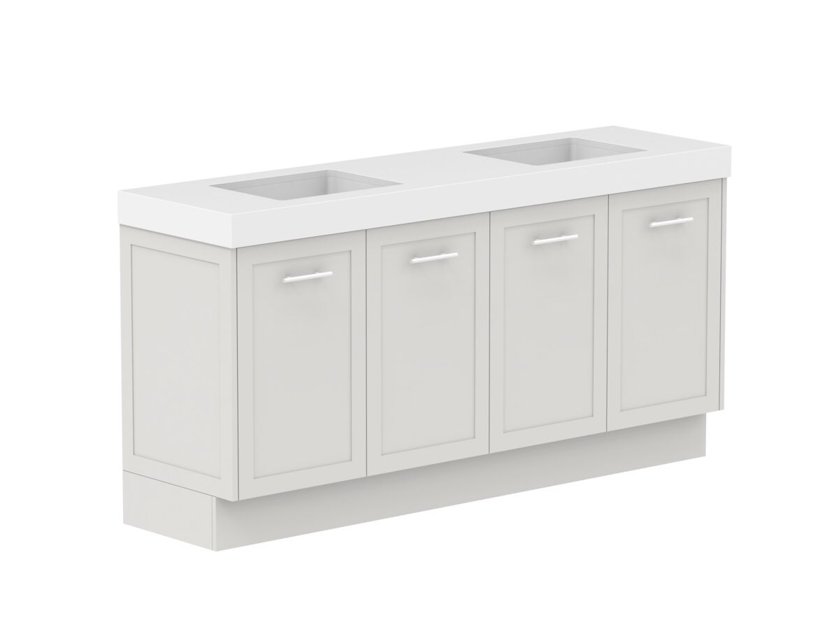 Supporting Image - Kado Lux All Door 1800mm Floor Mounted Vanity Double Basin 90mm - Feather Grey - Angle