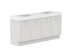 Supporting Image - Kado Lux All Door 1800mm Floor Mounted Vanity Double Basin 90mm - Feather Grey - Angle