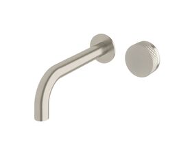 Sussex Pure Progressive Wall Basin Mixer Tap System 250mm with Linear Textured Handle PVD Brushed Nickel (3 Star)