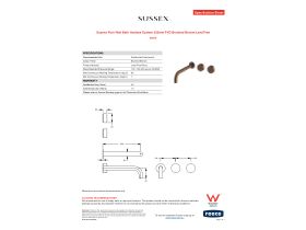 Specification Sheet - Sussex Pure Wall Bath Hostess System 250mm PVD Brushed Bronze Lead Free