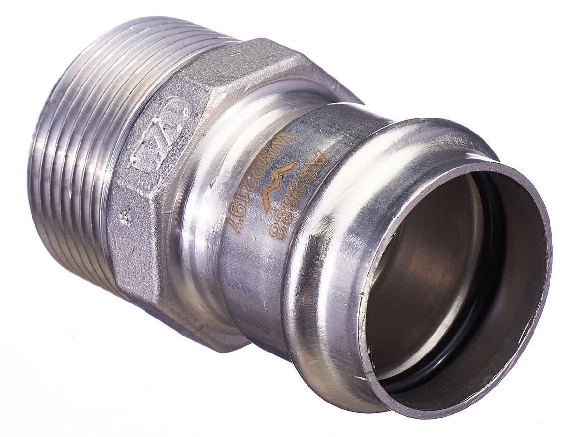 >B< Press Stainless Steel Male Straight Connector 35mm x 1 1/4"