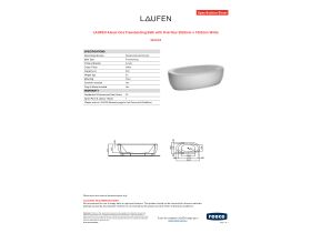 Specification Sheet - LAUFEN Alessi One Freestanding Bath with Overflow 2030mm x 1020mm White