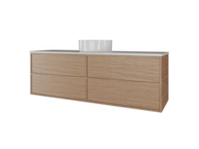 Supporting Image - Kado Aspect Wall Hung Vanity Unit 1500mm Single Bowl 4 Drawer Caesarstone Mineral 20mm Top - Boston Oak