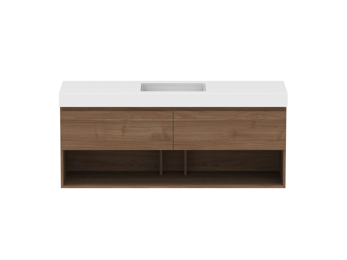 Hero - Posh Domaine 1500mm Wall Hung Vanity Unit All-Drawer Open Shelf Single Bowl 90mm Top