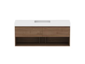 Hero - Posh Domaine 1500mm Wall Hung Vanity Unit All-Drawer Open Shelf Single Bowl 90mm Top