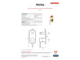 Specification Sheet - Mizu Drift Shower Mixer with Diverter Trimset Only Brushed Brass