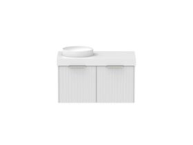 Supporting Image - Kado Neue Fluted Square 900mm Wall Hung Vanity with Left Basin 90mm Top Ultra White