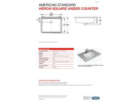 Technical Guide - American Standard Heron Under Counter Basin with Overflow No Taphole 500 White