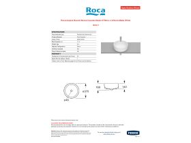 Specification Sheet - Roca Inspira Round Above Counter Basin 370mm x 370mm Matte White