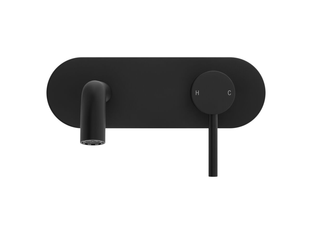 Supporting Image 2 - Mizu Drift Wall Basin / Bath Mixer Set with Curved Spout Kit Matte Black (6 Star) Lead Free - Front