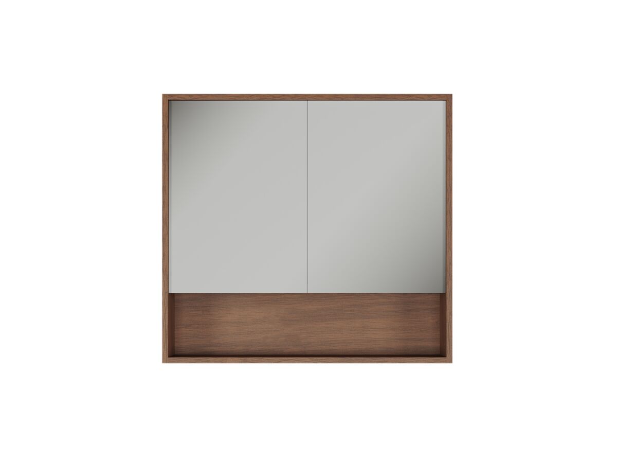 Supporting Image - Kado Aspect 900mm Mirror Cabinet Two Doors with Shelf - Florentine Walnut